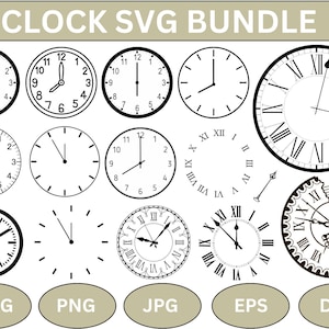 Clock Face SVG Bundle,Clock face clipart,Clock Numbers,Roman Numeral Clock,Clock face svg for Cricut,Clock Face Template,Clock Face Template