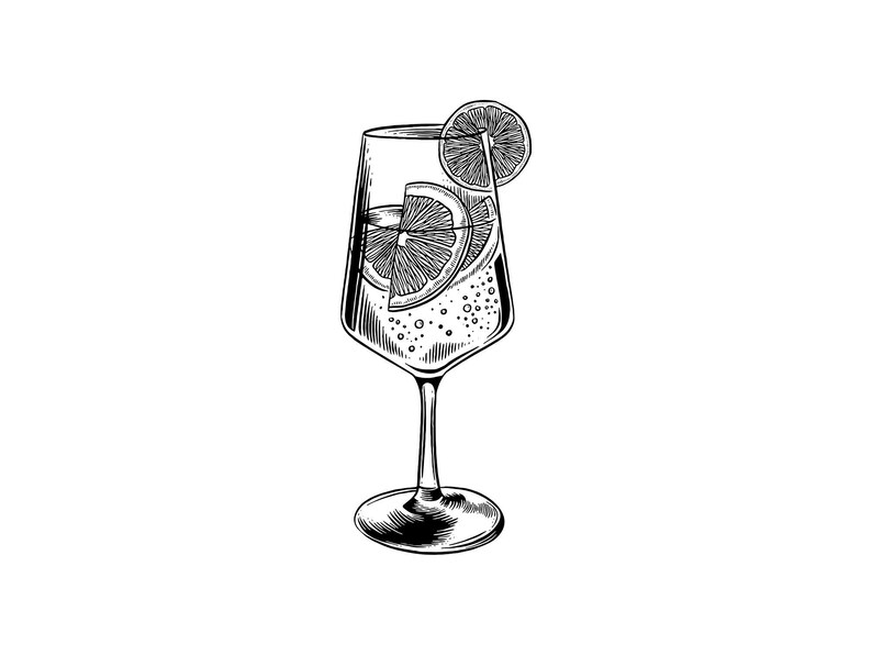 Hand Drawn Cocktail Illustrations: Wedding Signature Drink Clipart (PNG ...