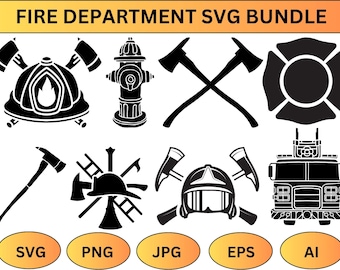 Fire Department SVG Bundle: Firefighter Axe, Maltese Cross (Digital Download)