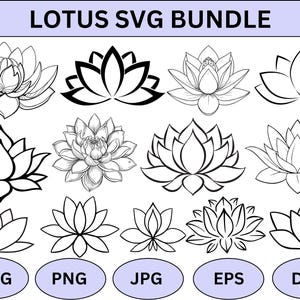Lotus Flower SVG Bundle: Vector Cut Files (Digital Download)