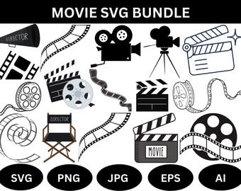 Pacote de tiras de filme SVG: arquivos Cricut e Silhouette (download digital)