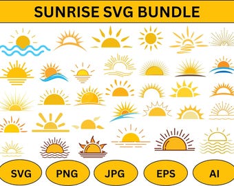 Sunrise SVG Bundle: Sun Clipart, Cricut Cut Files (Digital Download)