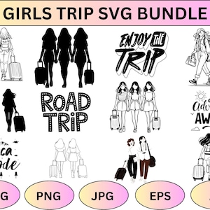 Girls Trip SVG Bundle: Besties Vacation Clipart (Digital Download)