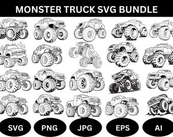 Monster Truck SVG Bundle: Off-Road Vector Graphics (Digital File)