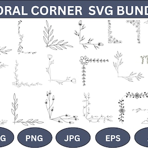 Corner svg Bundle,Flower corner svg Bundle,Corner border svg,Decorative elements svg,Wedding border svg,Pattern Flower Wedding Card Png,AI