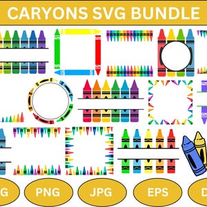 Crayon Split Monogram SVG: School Cut Files (Instant Download)