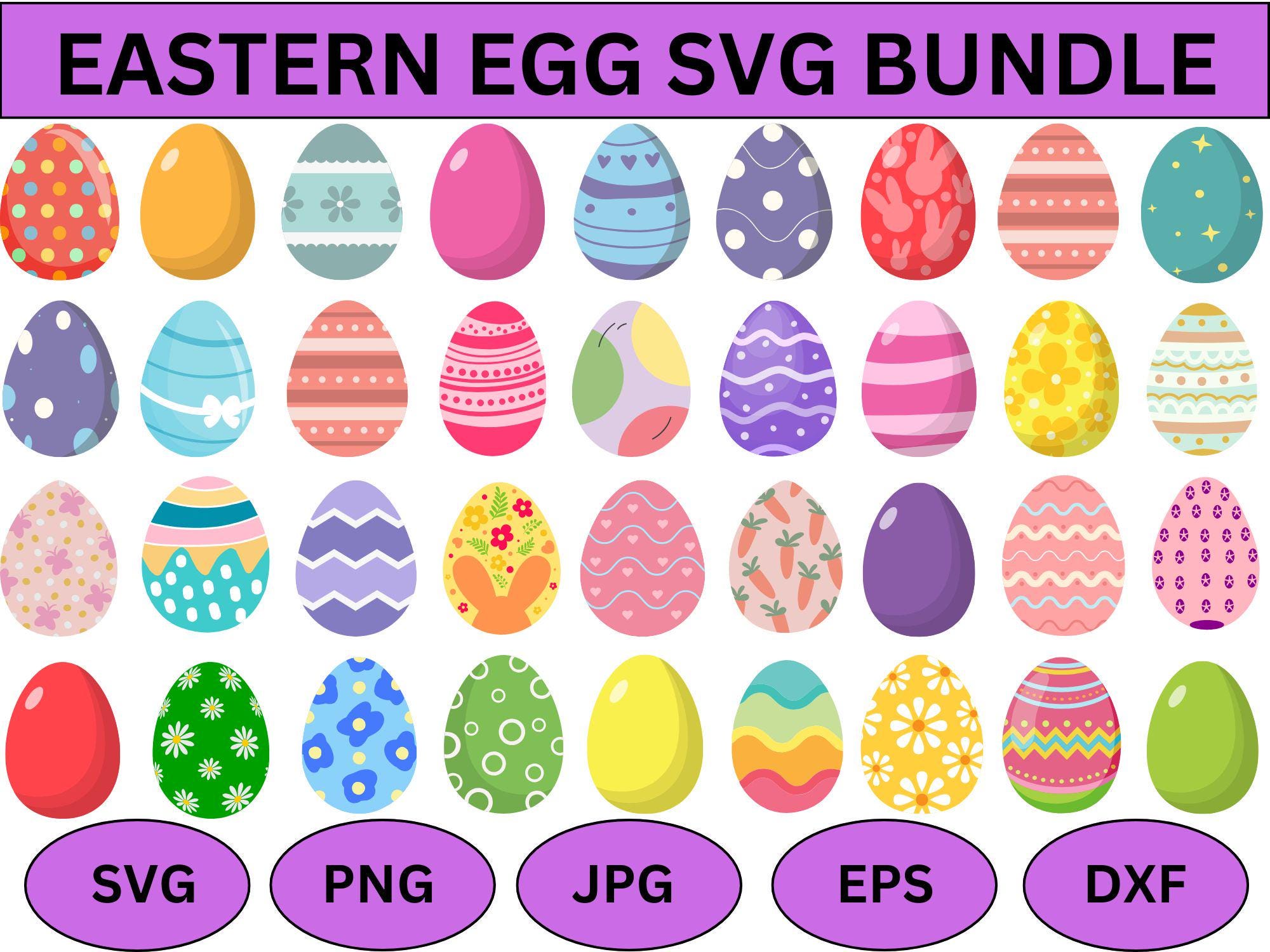 Colorful Easter Egg SVG Bundle: Cricut Laser Cut Files (digital ...