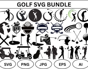 Golf SVG Bundle: Monogram, Name Frame, and Club Designs (Digital Download)