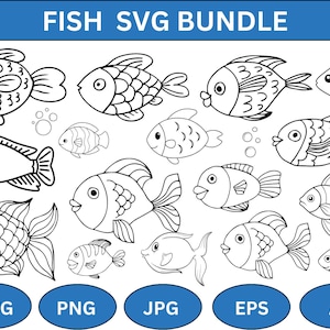 Fish SVG Bundle,Fishing SVG,Fish Vector,Tropical Fish Svg,Fish SVG Cut Files for Cricut,Fish Clipart,Fish Silhouette,Digital Download