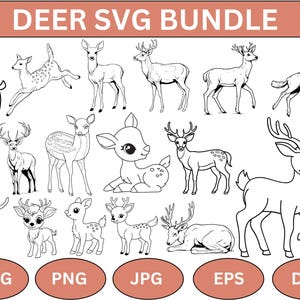 Deer SVG Bundle: Silhouette Vector Cut Files (Digital Download)
