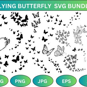 Flying Butterflies SVG Bundle: Cricut & Silhouette Cut Files (Digital Download