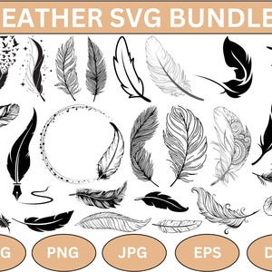Feather svg bundle,Feathers Silhouette,Feather birds svg,Boho feather svg,Tribal feather svg,Feather svg For Cricut,Instant Download