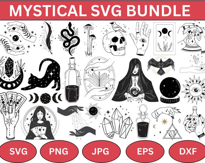 Mystical Svg Bundle , Witchcraft Bundle Svg, Witchy Svg, Moon Svg ...