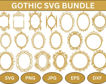 Gothic Mirror Frame SVG Bundle: Antique Silhouette (Digital Download)