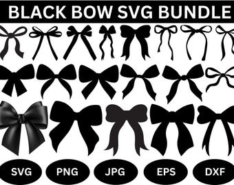 Black Bow Clipart Set: Ribbon, Bowtie Vector (Digital File)