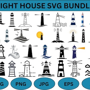 Lighthouse SVG Bundle,Light House Cutfile,Files for Cricut,Coast Tower svg,Lighthouse Clipart,Tower svg,Digital File,Instant Download.