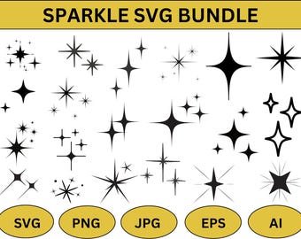 Sparkle Stars SVG-bundel: Twinkle-clipart, gesneden bestanden (digitale download)