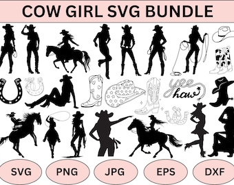 Cowgirl SVG-paket: Westerngrafik (digital nedladdning)