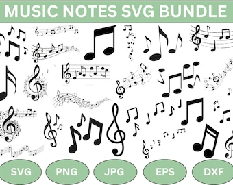 Musiknoter SVG-paket: Musikalisk clipart, klippfiler (digital nedladdning)