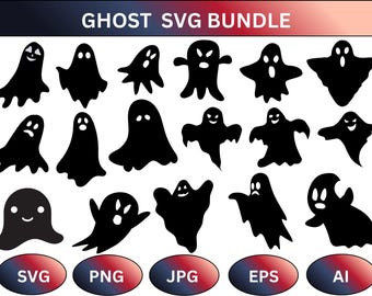 Ghost SVG Clipart Bundle: Halloween Cricut Cut Files (Digital Download)