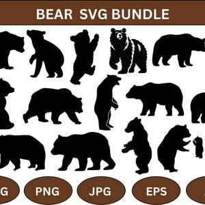 Bear SVG Bundle,Mama Bear Svg,Grizzly Bear SVG Bundle,Family Bear Silhouette Svg,Black Bear Svg,Bear Svg,Bear Cricut File,Commercial Use