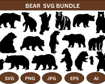 Bear SVG Bundle: Family Silhouette, Cricut Ready (Commercial Use) (Digital Download