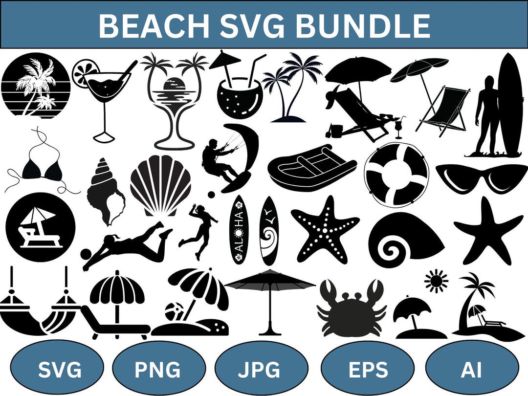 Beach SVG Bundle: Summer Clipart, Cut Files (digital Download) - Etsy UK
