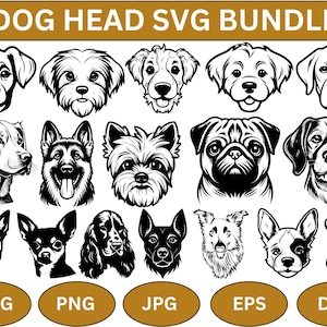Dog Heads SVG Bundle,Breeds clipart,Dog Heads for Cricut Svg,Laser Cut,Dog Lovers Commercial Use,Dog Silhouette Svg,Instant Download