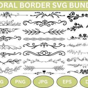 Dekorative Textteiler SVG, Textteiler svg, Blumenrand SVG, dekorative SVG, dekorative Elemente svg, Seitenzweige svg, Blattteiler svg
