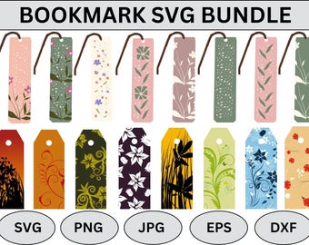 Floral Bookmark SVG Bundle: Retro Book Lover Gift (Digital File)