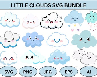 Baby Cloud SVG Bundle, Vector Cutting Files (Instant Download)