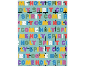 Velveteen Blanket, Come Holy Spirit Prayer Blanket, Religious Gift, Cozy Throw, Christian Home Decor, Inspirational Blanket
