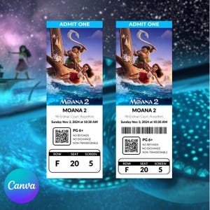 Moana 2 Kinokarte | Moana Eintrittskarte | Moana 2 Eintrittskarten | Moana 2 Karte Theater | Moana Eintrittskarte 2024 | Bearbeitbares Moana Ticket | Vaiana 2 | Disney