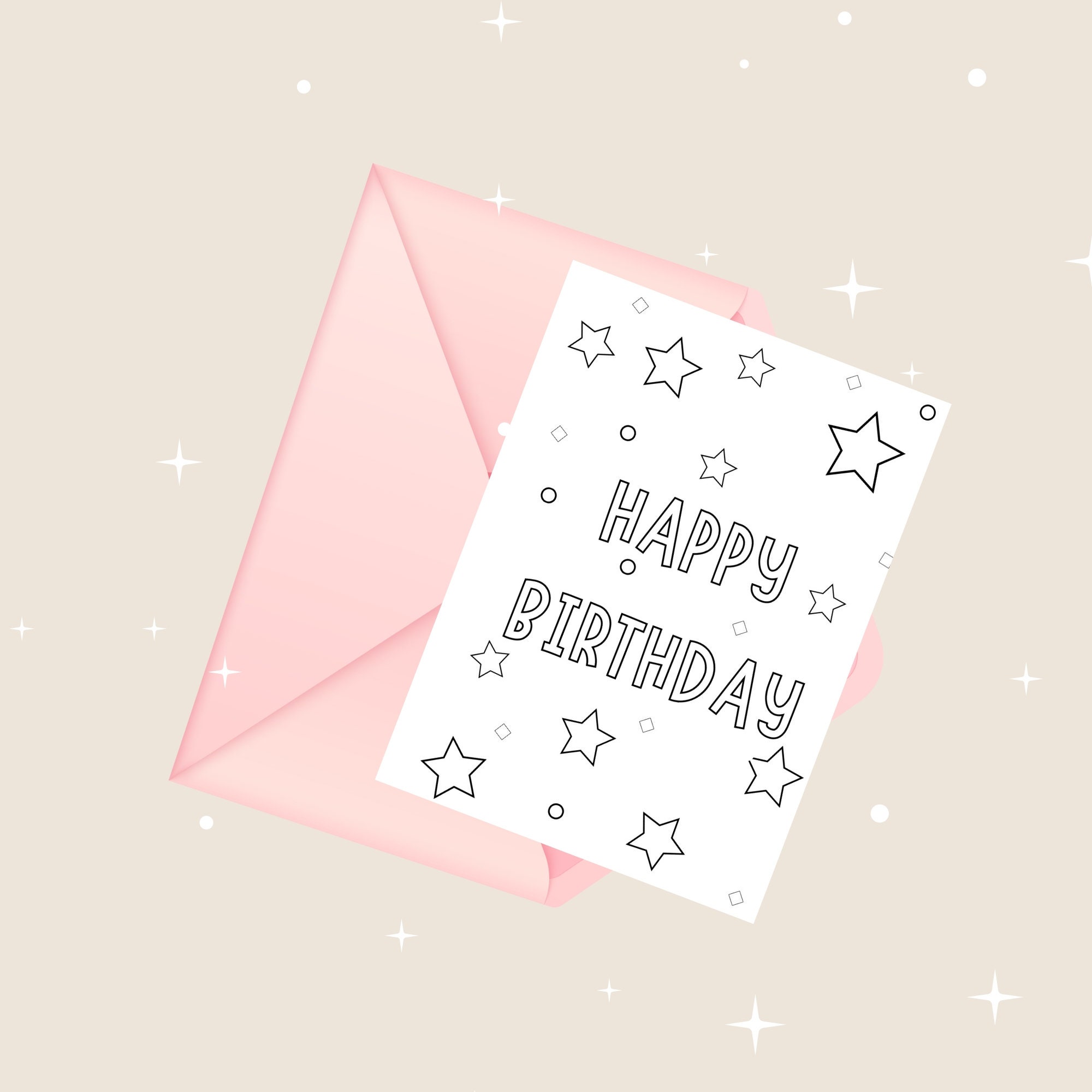 Colouring Birthday Card, Printable Colouring Page for Kids, Birthday ...