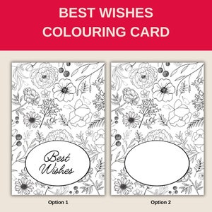 Tarjeta para colorear de mejores deseos, página para colorear imprimible para niños, tarjeta de mejores deseos, coloración para adultos, página para colorear, descarga digital