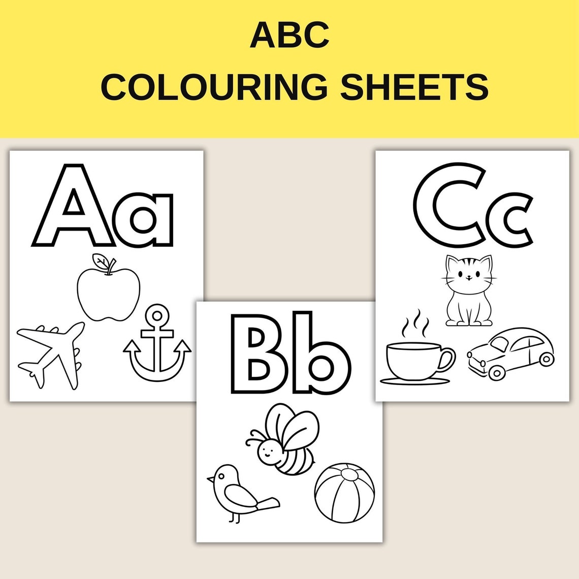 ABC Printable ABC Colouring In Colouring Worksheets for - Etsy
