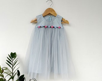Blue baby girl dress, Toddler Tulle Dress, First Second birthday dress, Smash cake dress, Photo shoot toddler.