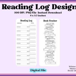 Printable Reading Log Bookmark – Double-Sided TBR Tracker | PNG | Cricut & Silhouette Compatible