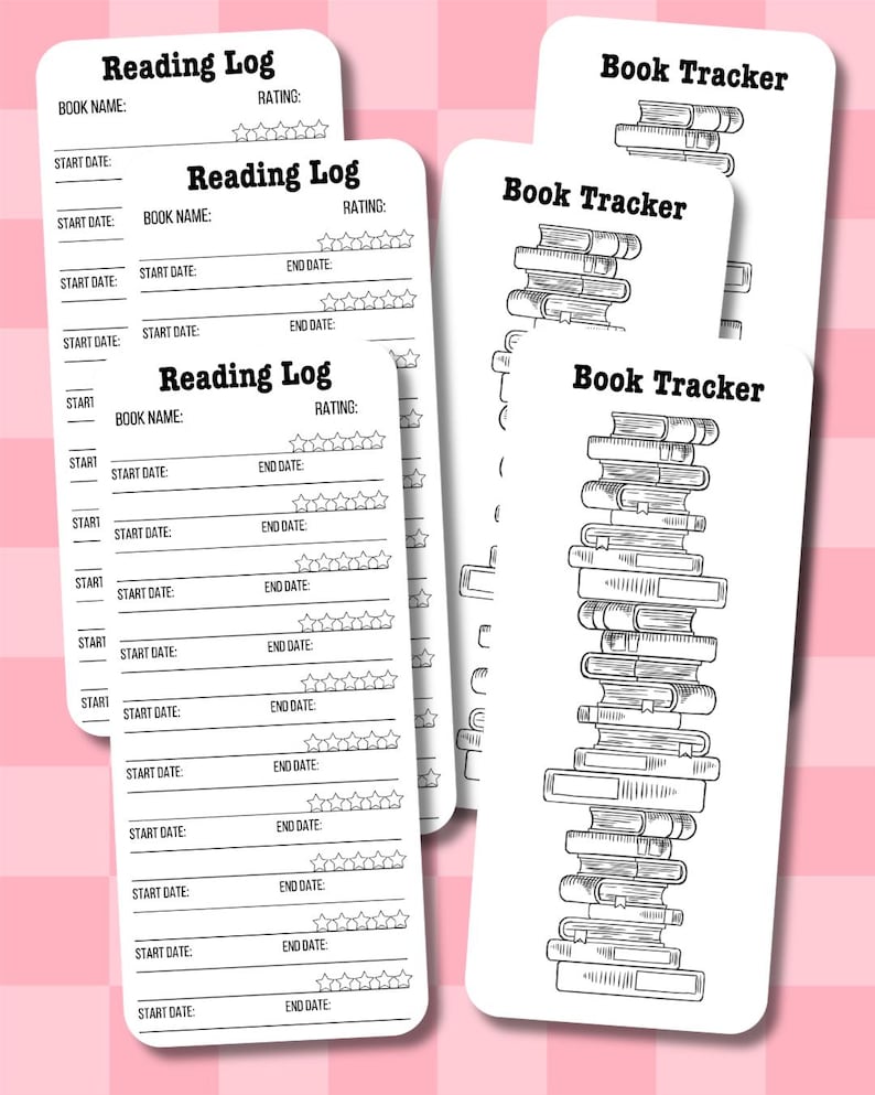 Reading Log Bookmark, Printable, Digital-Bookmark-Download, TBR-Bookmark, Book-Tracker, Cricut, Silhouette, Compatible, Print-Cut
