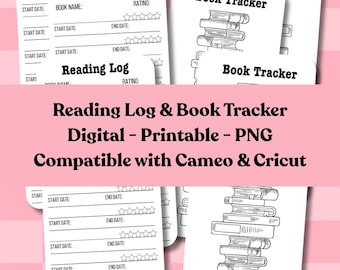 Reading Log Bookmark, Printable, Digital-Bookmark-Download, TBR-Bookmark, Book-Tracker, Cricut, Silhouette, Compatible, Print-Cut
