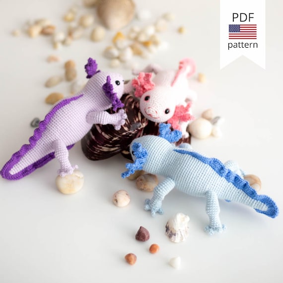 Amigurumi crochet axolotl pattern. Crochet sea creatures.