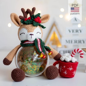 Amigurumi Christmas Deer. PDF crochet Pattern for crochet Christmas decor.