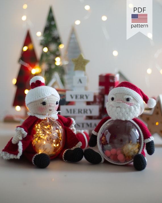 Amigurumi crochet Christmas pattern 2-in-1 Santa Claus and Mrs. Claus.