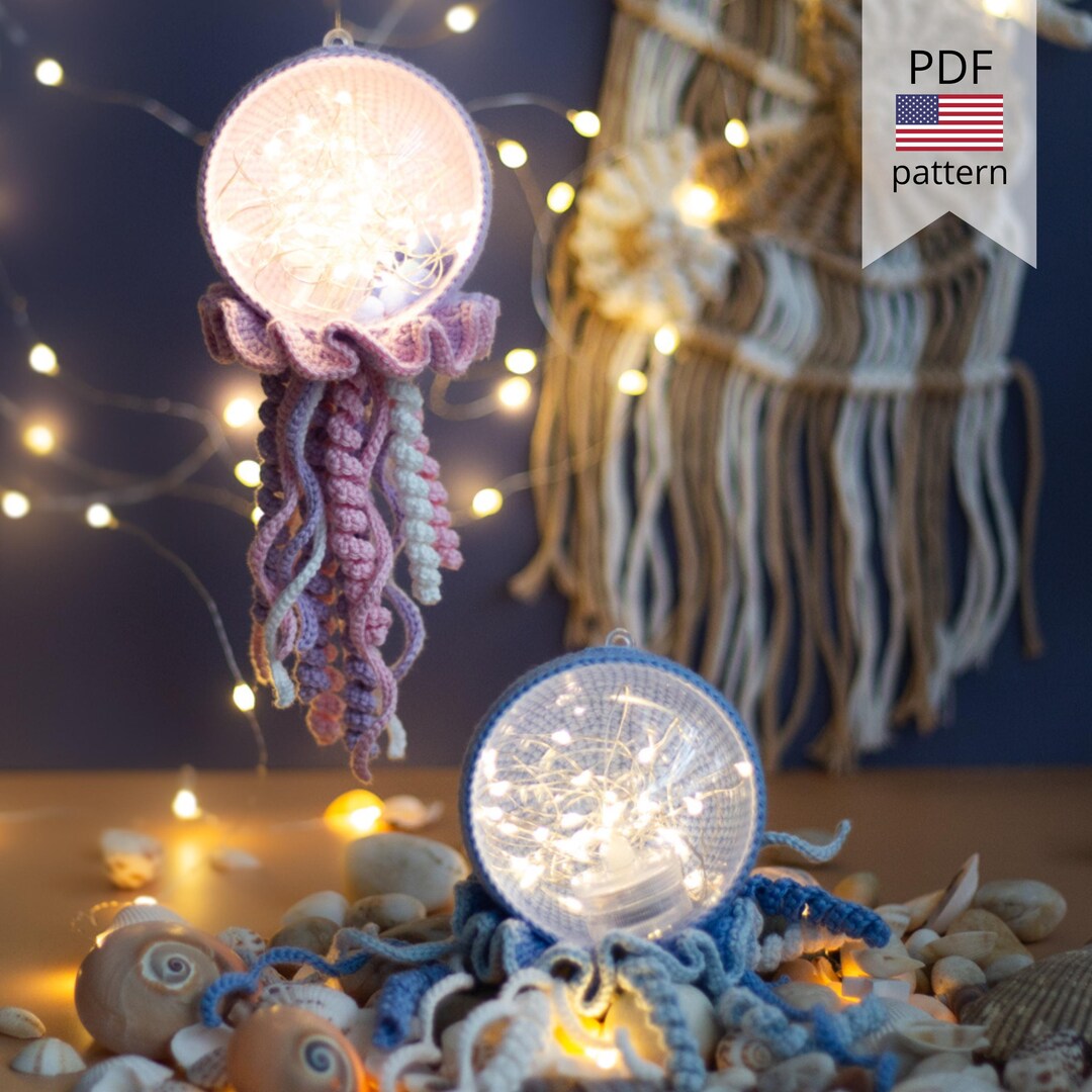 Amigurumi Crochet Jellyfish Pattern. Crochet Sea Creation Night Light ...