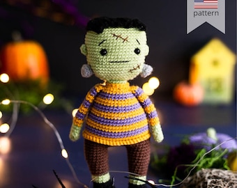 Amigurumi Crochet Frankenstein pattern. Crochet toy for Halloween