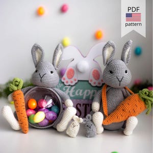 Amigurumi Easter Crochet Bunnies. PDF Crochet Pattern. Crochet  Easter decor.