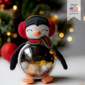 Wzór szydełkowy na ozdobę świąteczną z pingwinem amigurumi (PDF)