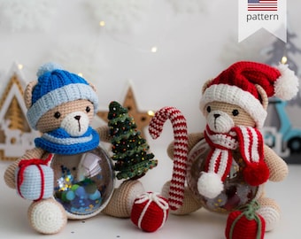 Amigurumi crochet bear pattern. Crochet Christmas ornament