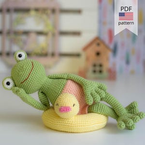 Amigurumi frog crochet pattern. Crochet frog. Crochet pattern.