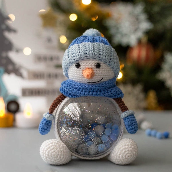 Bonhomme de neige de Noël Amigurumi. Jouet de Noël au crochet. Patron PDF amigurumi. Bonhomme de neige au crochet. Bonhomme de neige. Décorations de Noël.